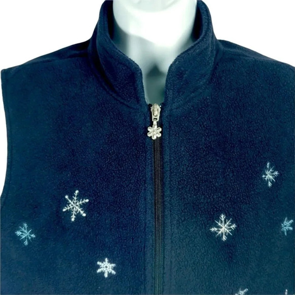 Carroll Reed Fleece Vest, Navy  Blue, Snowmen, L - Picture 2 of 7